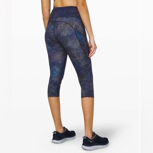 Lululemon Fast and Free High-Rise Crop II – Polar Lights Blue Multi – Size 6